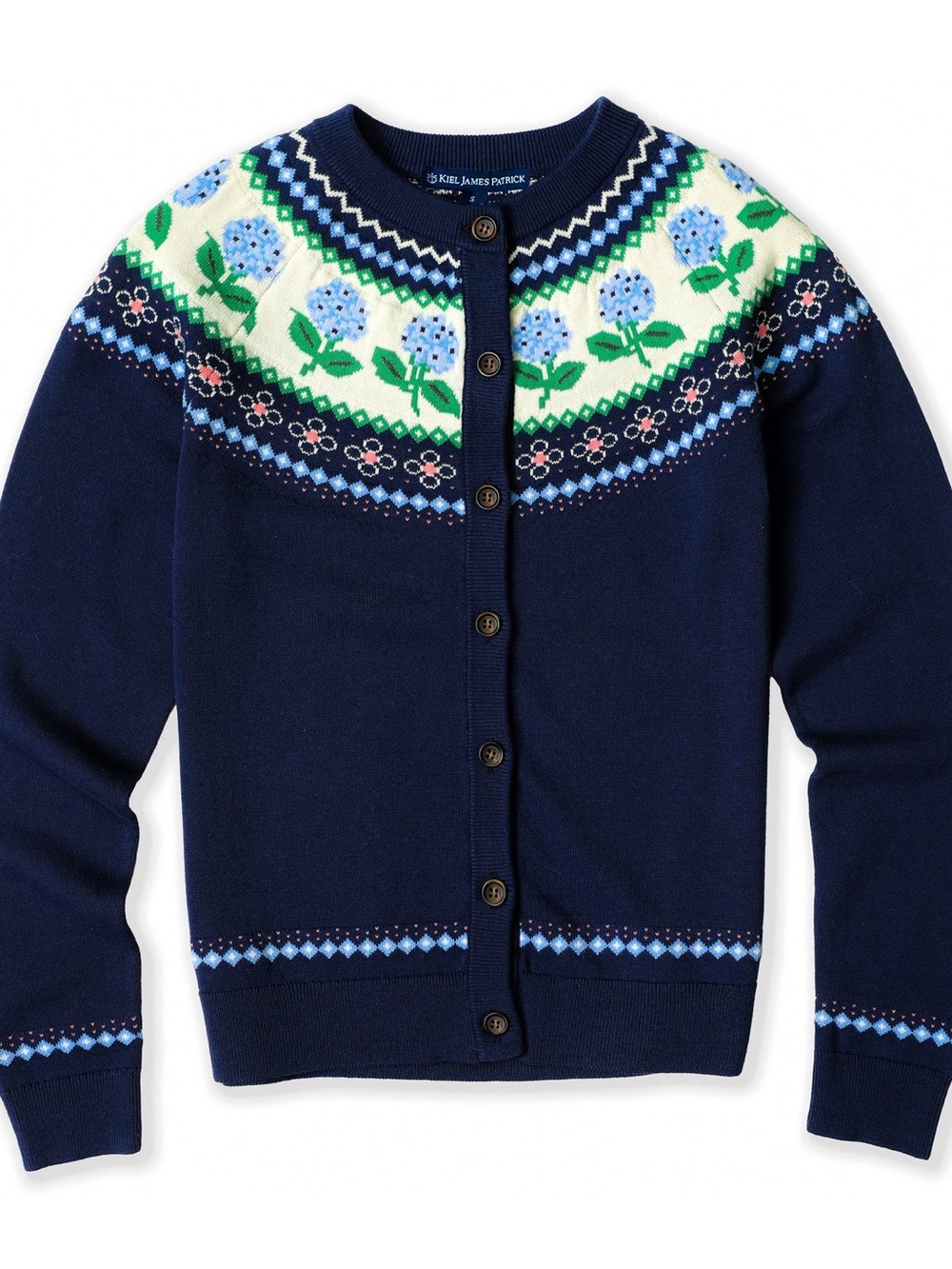 KIEL JAMES PATRICK NANTUCKET HYDRANGEA CARDIGAN IN NAVY - S